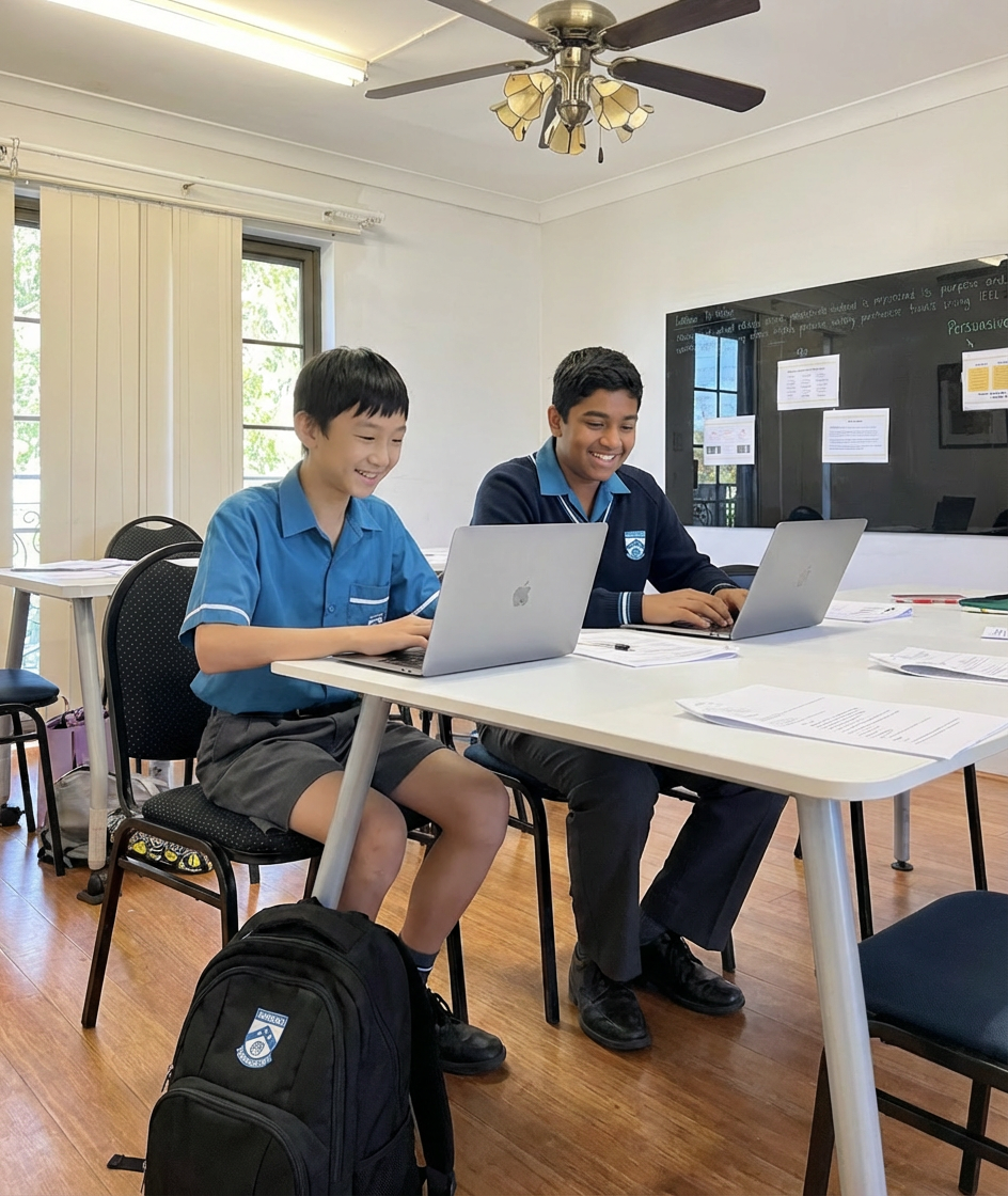 High school students studying