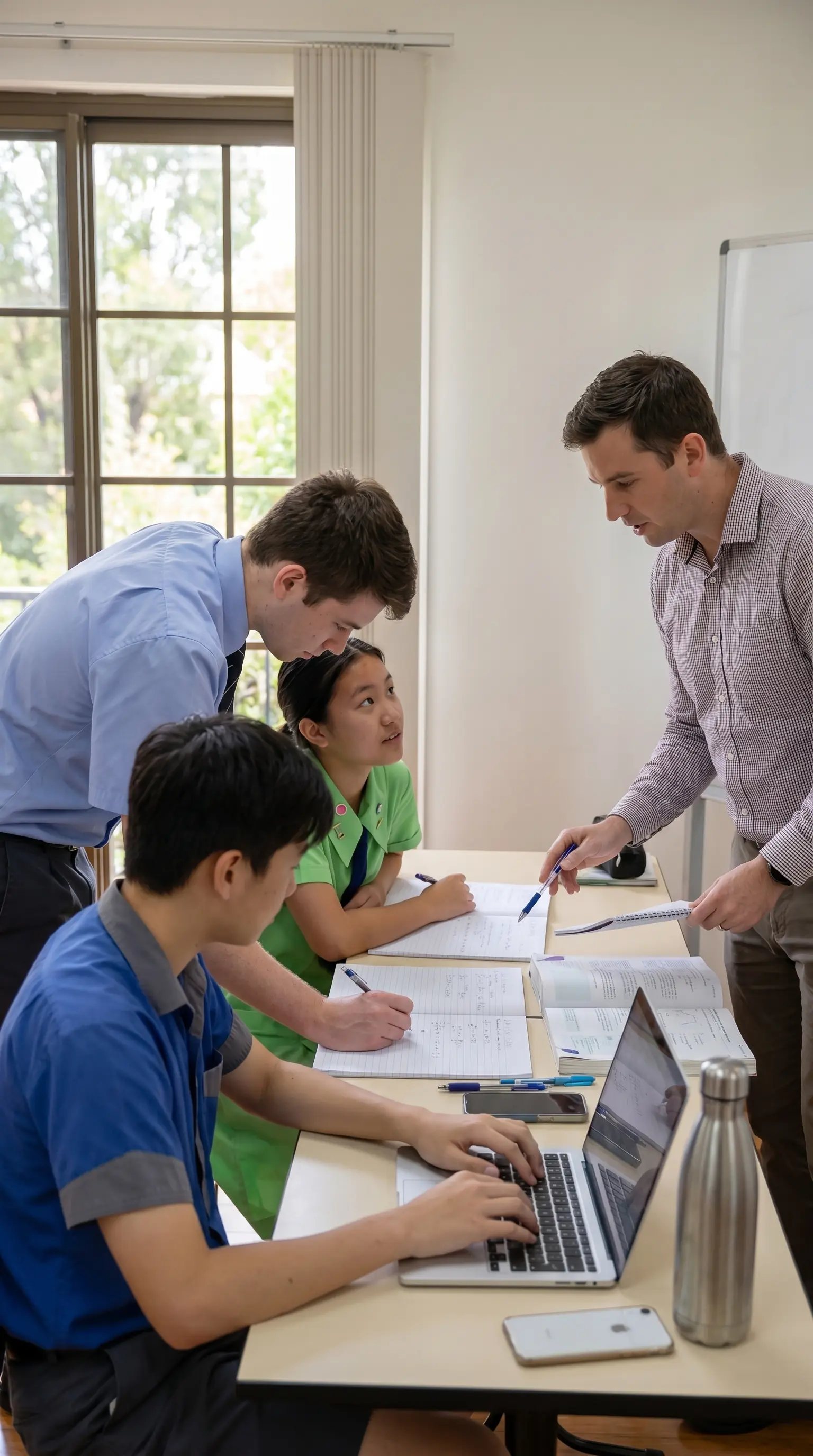 High school tutor with students